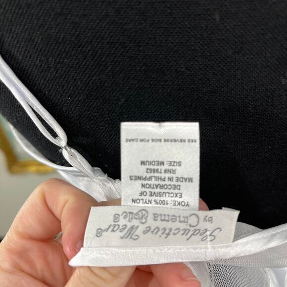 Vintage Y2K Cinema Etoile White Sheer Embroidered Babydoll Slip size M - Picture 4 of 5